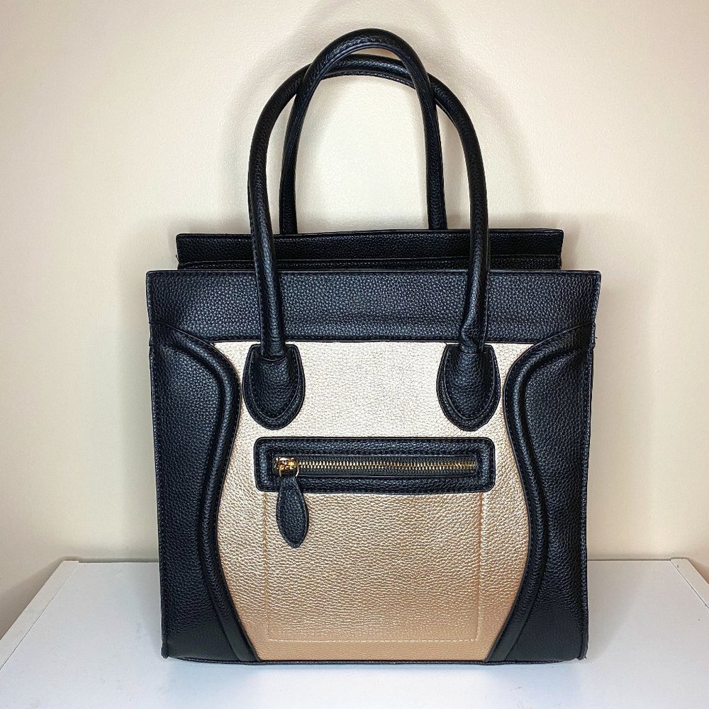 NWOT Black & Champagne Purse With A LOT of Storage